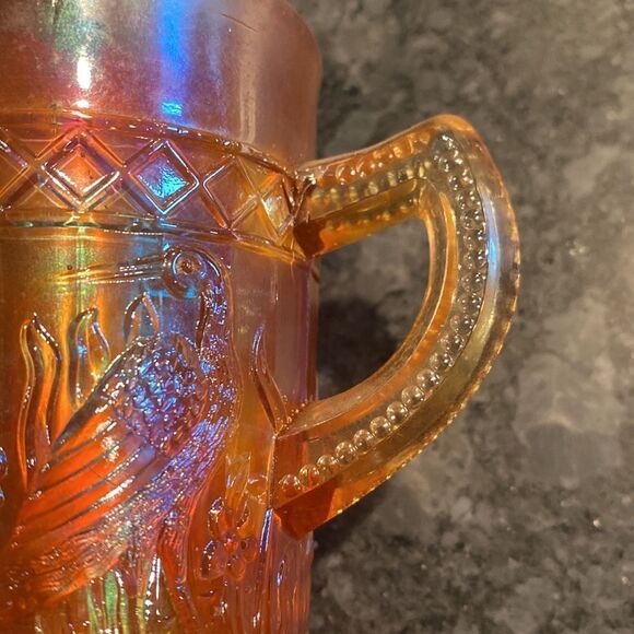 Carnival Glass Mug Stork & Rushes Dugan - Picture 4 of 11